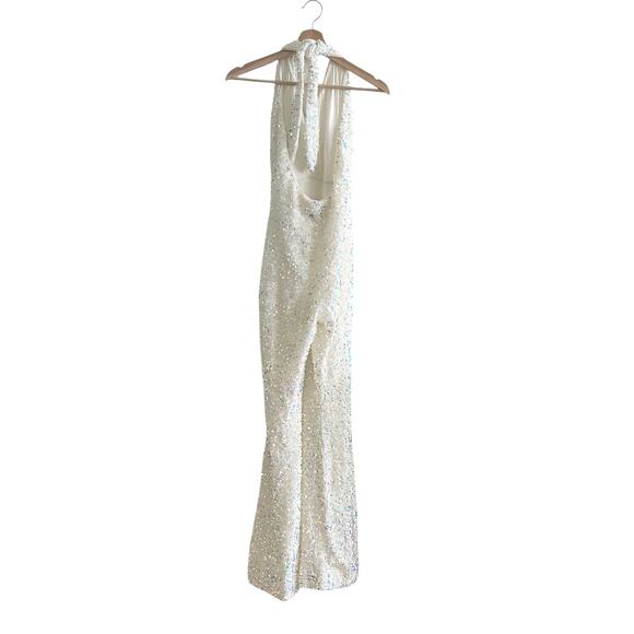 Show Me Your Mumu Studio Halter Jumpsuit in White Sparkle Sequin XL - Picture 6 of 8